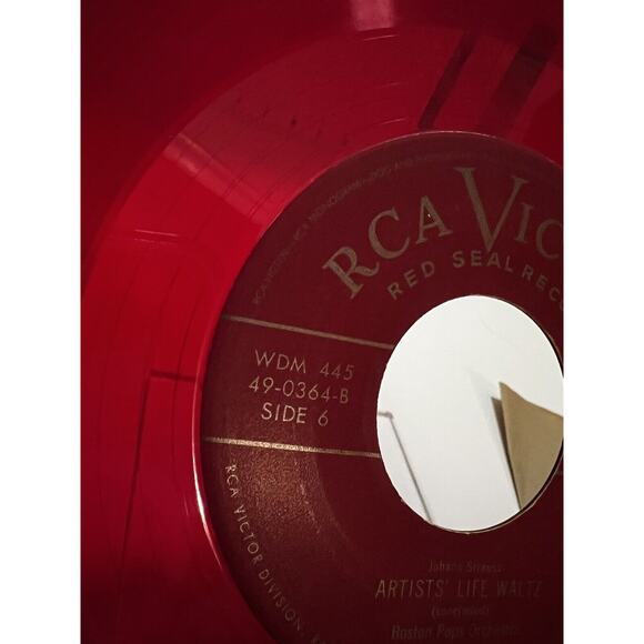 Red Vinyl Set Strauss Waltzes Boston Pops Orchestra Box Set of 4 RCA Victor 1949 - Picture 7 of 16